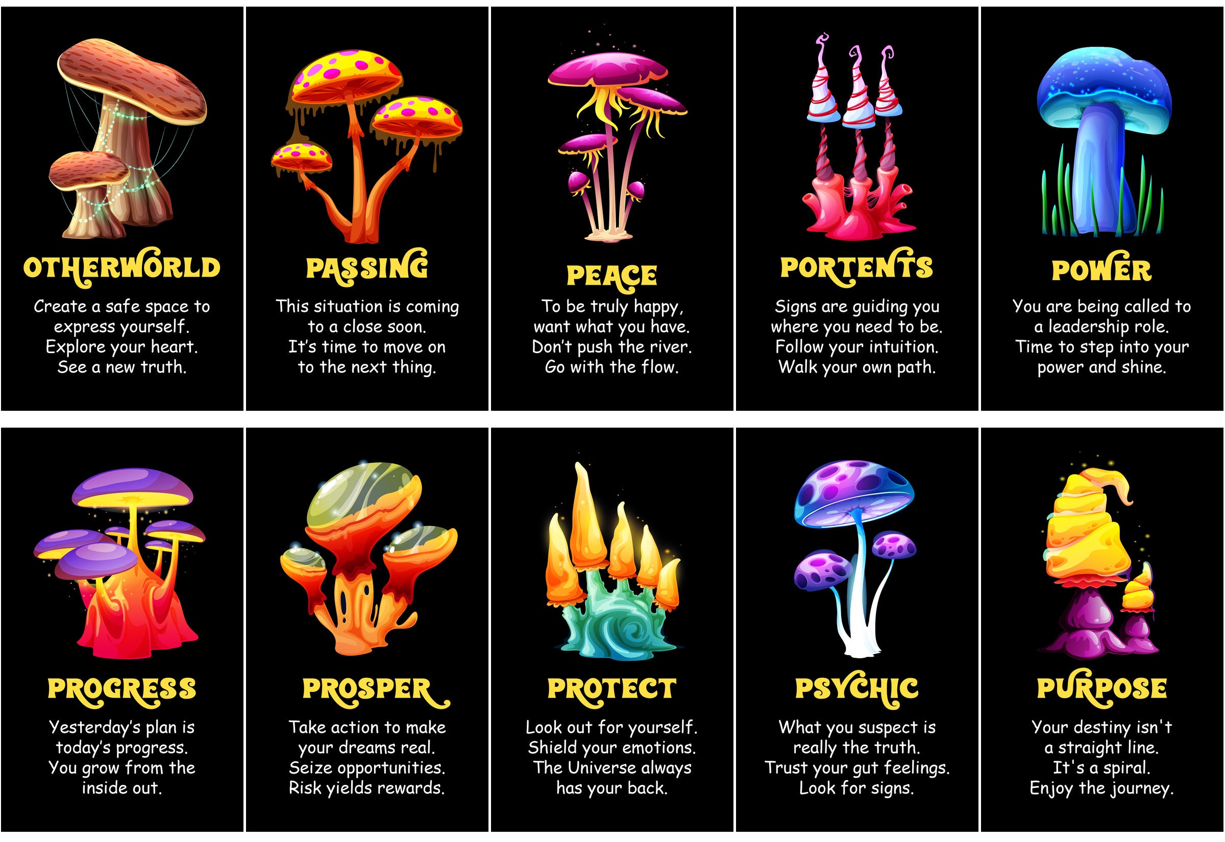 MAGIC MUSHROOM Oracle Deck Mushroom Tarot Cards Colorful Etsy