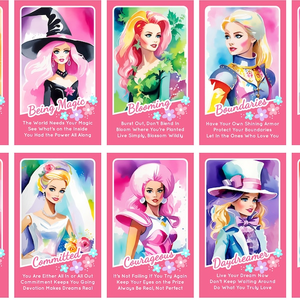 LOW STOCK: Hey Beautiful Cute Oracle Deck of Fashion Dolls in Costumes Pink Tarot Cards for Spring (Buy Any 2 Decks, Get Free USA Shipping!)