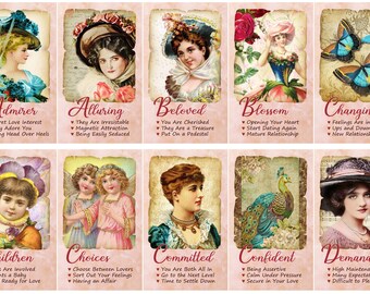 Victorian Romance Love Messages Oracle Deck, Pink Oracle Cards Messages, Pink Love Tarot Deck