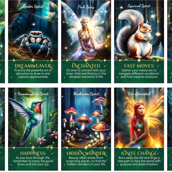 PARTIR BIENTT : le jeu de cartes de tarot printanier Enchanted Forest Spirits Oracle Deck of Nature's Whispers (2 jeux de cartes au choix, livraison gratuite aux États-Unis !)