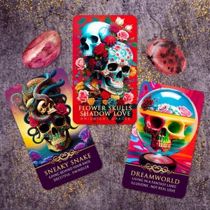 PREORDER! Flower Skulls Shadow Love Oracle Deck: Skeleton Tarot Cards