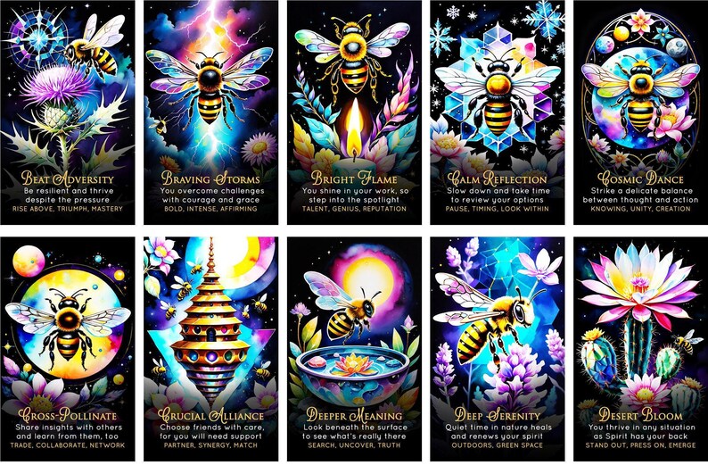 CUSTOM PREORDER: Alchemy of Bees Oracle Deck Unique Collage Spring Indie Tarot-Sized Cards image 4