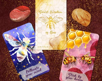 CUSTOM PREORDER:  Secret Wisdom of Bees Oracle Deck of Unique Collage Quote Tarot-Sized Cards