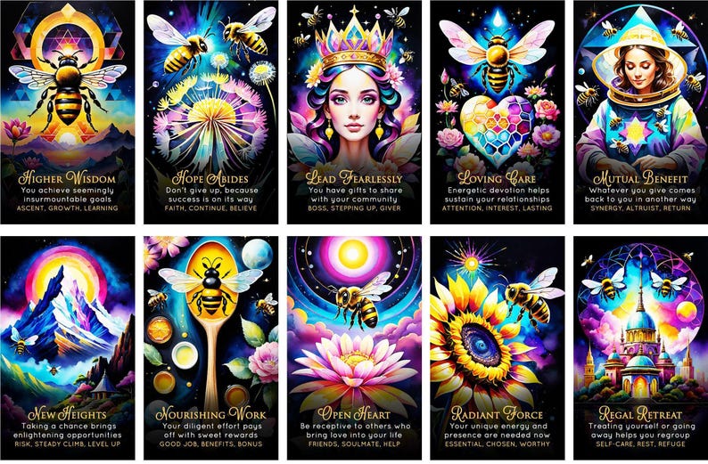 CUSTOM PREORDER: Alchemy of Bees Oracle Deck Unique Collage Spring Indie Tarot-Sized Cards image 2
