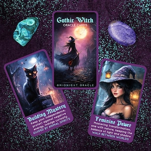 PRÉCOMMANDE PERSONNALISÉE : jeu de cartes de tarot uniques sorcière gothique Oracle Goth violet (livraison gratuite pour 2 jeux aux États-Unis)