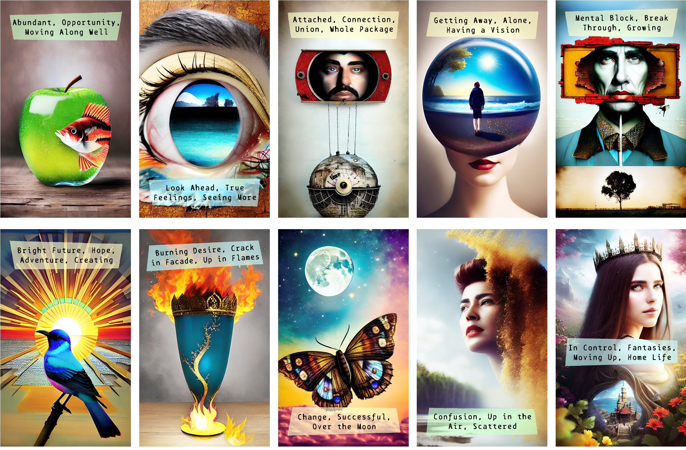 igennem faktureres Prædike NEW Mystic Dreams Oracle Deck Digital Collage Oracle Cards - Etsy