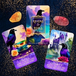 PRÉCOMMANDE PERSONNALISÉE : Ravens & Roses Love Oracle Deck of Watercolour Crow Tarot Cards of Twin Flames Situations (livraison gratuite de 2 jeux aux États-Unis)