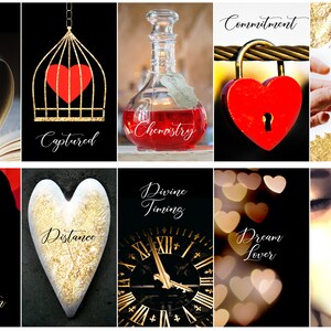 Może przedstawiać: Kolaż zdjęć o tematyce miłości i związk&oacute;w. Zawiera książkę ze stronami w kształcie serca, serce w klatce, butelkę z napisem "Chemistry", kł&oacute;dkę w kształcie serca, sylwetki pary, serce ze złotym wypełnieniem, zegar i twarz kobiety.