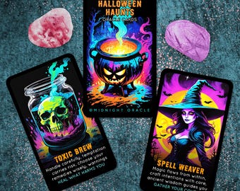 CUSTOM PREORDER: Halloween Haunts Oracle Deck of Creepy Tarot-Sized Cards with Keywords