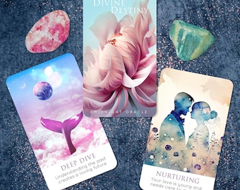 PREVENTA PERSONALIZADA: Baraja de cartas del Oráculo del Amor del Destino Divino, tamaño Tarot, color rosa.