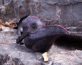 Leather Plague Doctor Mask Customizable Hand Carved Designs