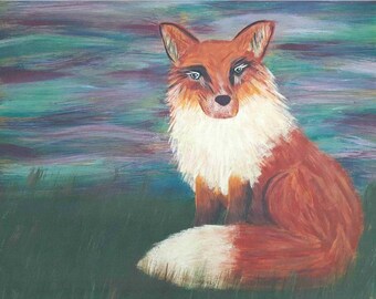 Colorful Fox, Art Print, Art Print of Painting, Wildlife Forest Animal, Red Fox Art Print