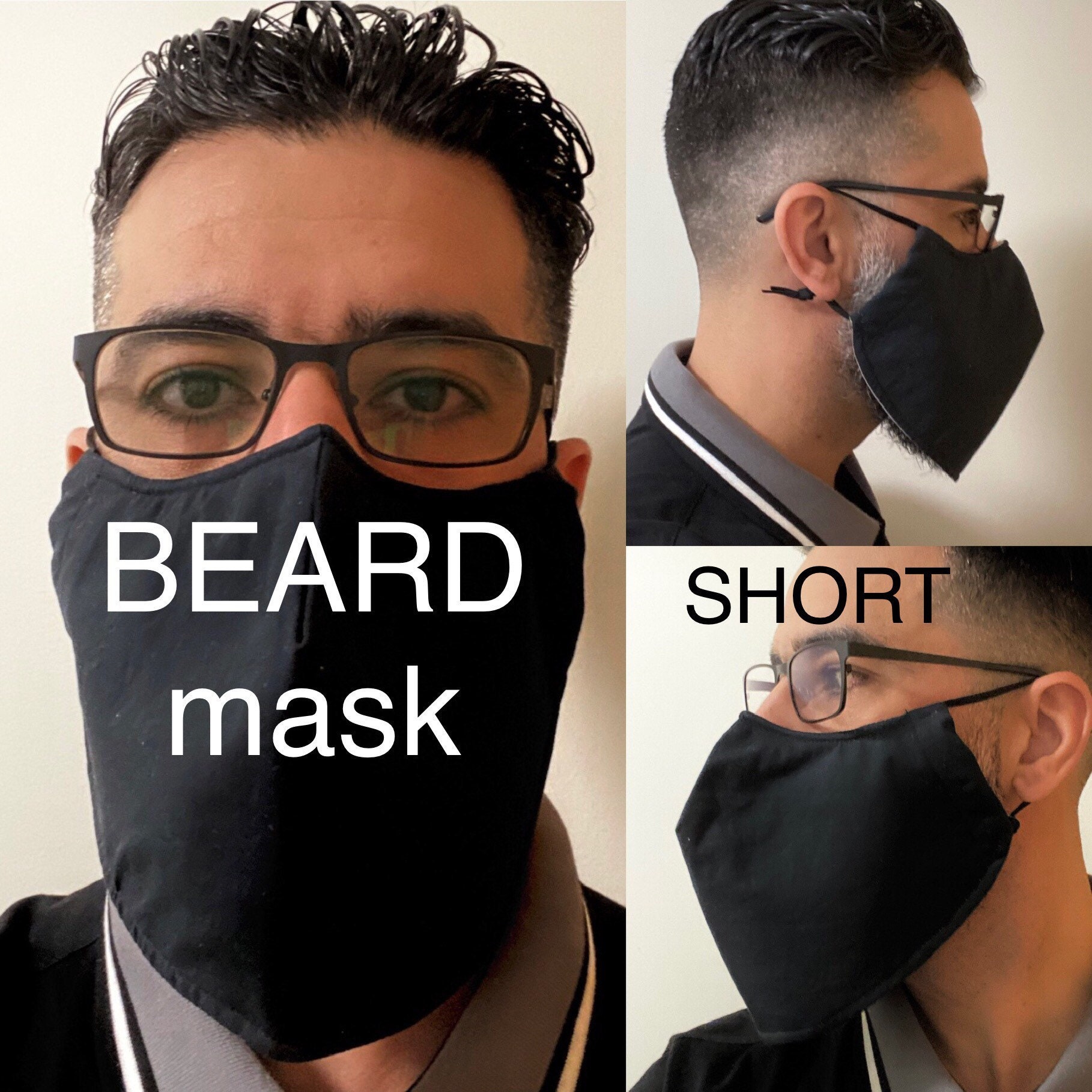 Short length black thin Face Mask for Beard Beard Tarp Beard Etsy