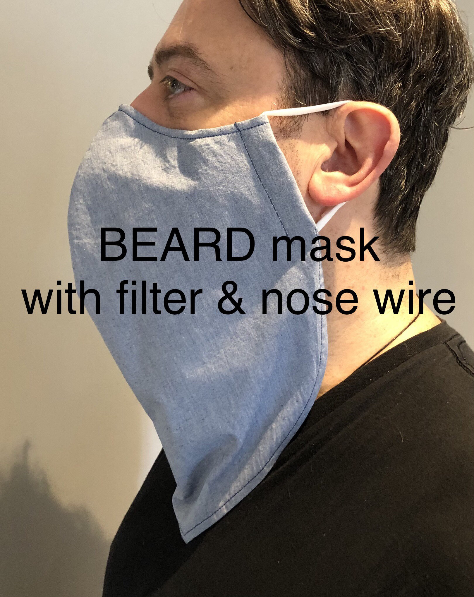 Extra Large Denim Blue Thin Face Mask for Beard Beard Tarp Etsy