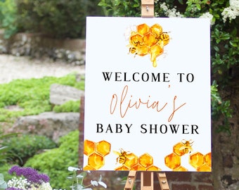 Baby Shower Welcome Sign Template, Honey Bee Baby Shower Entrance Sign, Honey Theme Baby Shower, Bee Baby Shower Decor, BAB004