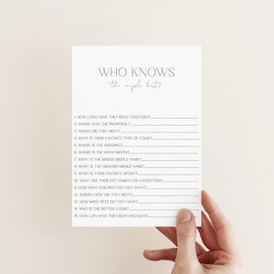 Who Knows the Couple Best Bridal Shower Game, Printable Bridal Shower Game, Modern Bridal Shower Games, Editable Instant Download, MS1242