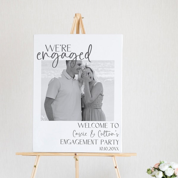 Engagement Party Sign, Printable Welcome Poster for Engagement Party, Photo Welcome Sign Instant Download, MS1295