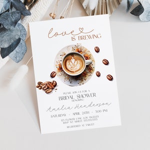 Love is Brewing Bridal Shower Invitation Template, Coffee Themed Invite, Fall Bridal Shower, Editable Instant Download, MS1280