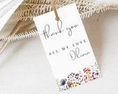 Wildflower Gift Tag Template, Printable Thank You Tag Bridal Shower, Instant Download Editable Tag for Gifts, Customizable Template MS1238
