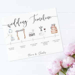 Wedding Timeline Template, Wedding Day Timeline, Wedding Timeline Sign, Bridesmaids Day of Timeline,  Try BEFORE You Buy FREE demo