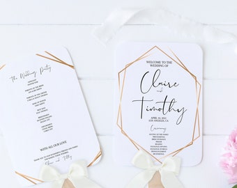 Hochzeitsprogramm Fächervorlage, bearbeitbares Hochzeitsprogramm, druckbares Hochzeitsprogramm, Hochzeitszeremonieprogramm, Zeremonieprogrammfächer, WC021