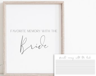 Favorite Memory with the Bride Activity, Editable Instant Download, Modern Wedding Shower Games Printable, MS1242