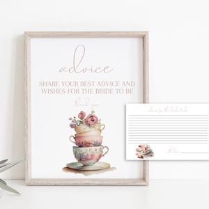 Consejos para la actividad de la novia, Tarjetas de consejos matrimoniales editables, Juegos de despedida de soltera Tea Party, Descarga instantánea, MS1270