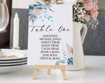 Dusty Blue Wedding Seating Chart Template (Printable)