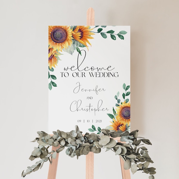 Sunflower Welcome Sign, Rustic Wedding Welcome Sign, Fall Wedding Ideas, Country Sunflower Signs, MS1247