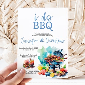 I Do BBQ Couples Shower Invitation Template, Wedding Couples Shower Invite, I Do BBQ Invitation, Engagement Invite, Instant Download, BS020