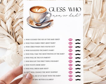Guess Who Baby Shower Game Printable Instant Download, Coffee Themed Games, Mom or Dad, Mommy or Daddy, Who Said It, Baby is Brewing, MS1280