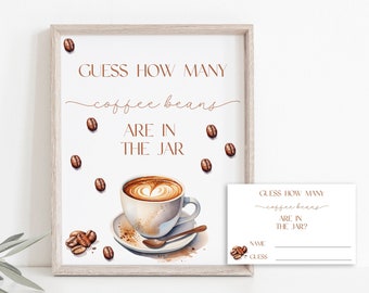 Guess How Many Coffee Beans are in the Jar Game, Baby Shower Activity, Coffee Themed Party, Editable Instant Download, MS1280