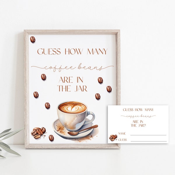 Guess How Many Coffee Beans are in the Jar Game, Baby Shower Activity, Coffee Themed Party, Editable Instant Download, MS1280