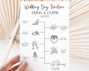 Modern Wedding Day Timeline with editable icons,  Day of Wedding Timeline, Editable Instant Download, Order of Events Card