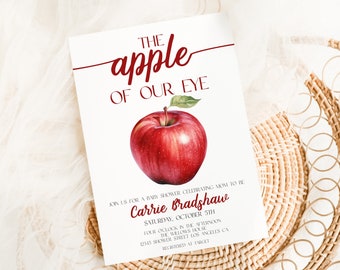 Apple Baby Shower Invitation Template, Apple of Our Eye Theme, Fall Baby Shower Invite, Autumn Party, MS1307