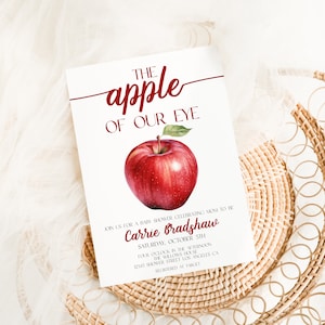 Apple Baby Shower Invitation Template, Apple of Our Eye Theme, Fall Baby Shower Invite, Autumn Party, MS1307
