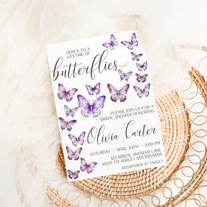 Butterfly Bridal Shower Invitation, Here&#39;s To a Lifetime of Butterflies Bridal Shower, He Gives Her Butterflies, Instant Download, MS1298
