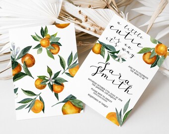 A Little Cutie Is On The Way Invitation, Oranges Gender Neutral Baby Shower Invite, Clementine Baby Shower,  MS1256