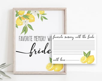 Lemon Theme Bridal Shower, Bridal Shower Games,  Bridal Shower Memory, Bridal Shower Activity, Bridal Shower Idea, Lemon Bridal Shower