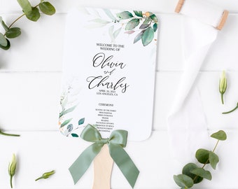 Editable Wedding Program Fan Template: Burgundy Floral (Digital Download)