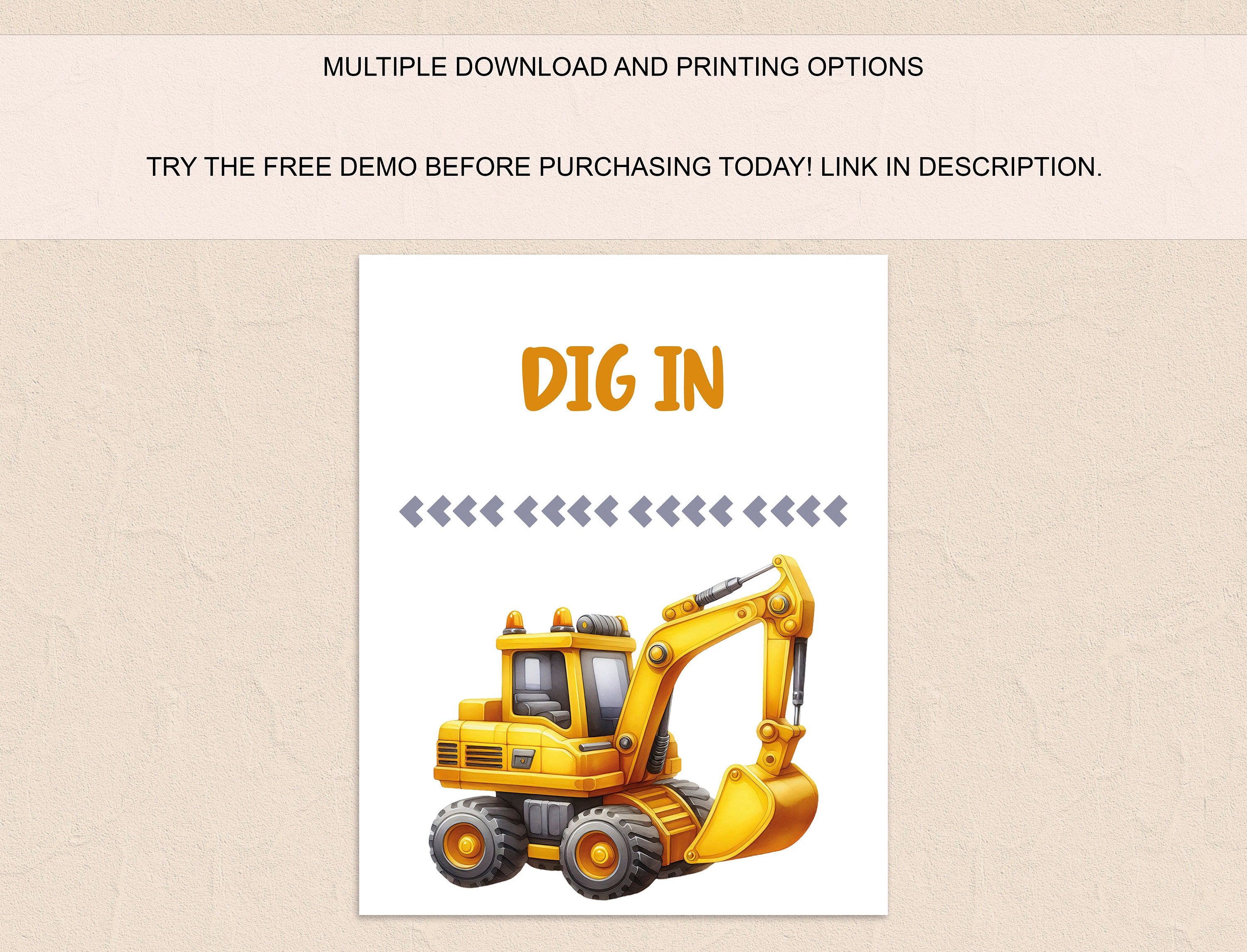 Dig In Sign Construction Birthday Party, Editable Dig in Sign, Construction Theme ...
