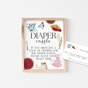 Diaper Raffle Sign, Cutie Pie is Baking Baby Shower Theme, Fall Baby Shower Theme Template, Digital Instant Download MS1388