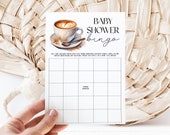 Baby Shower Game Bingo, Coffee Baby Shower Ideas, Baby Boy Shower, Baby is Brewing, Instant Download Baby Shower Bingo Game Printable MS1280