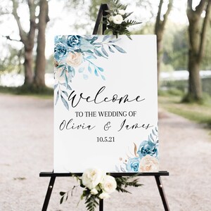 Blue Wedding Reception Welcome Sign, Dusty Blue Wedding Welcome Sign, Welcome to Our Wedding Sign Printable, Boho Wedding Sign, Rustic WC015