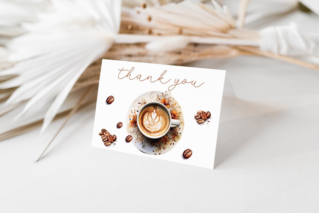 Coffee Beans Thank You Card Template, Baby is Brewing, Love is Brewing ...