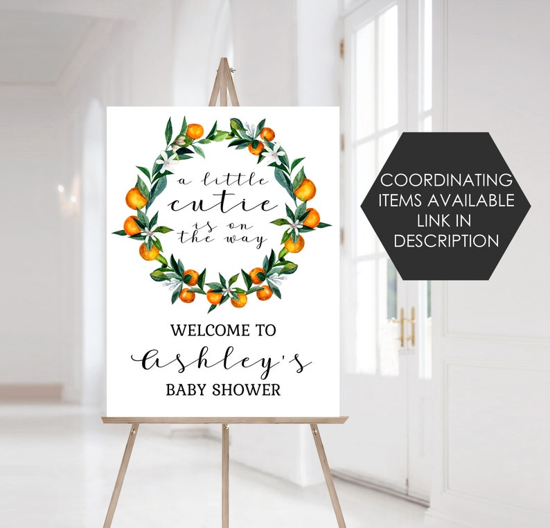Download A Little Cutie Is On The Way Invitation Oranges Baby ...
