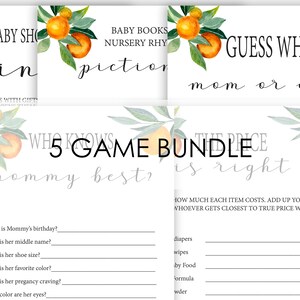 Baby Shower Game, Baby Shower Games, Orange Theme Baby Shower, Baby Shower Bingo, Baby Shower Games Bundle, Baby Shower Bundle, BAB002