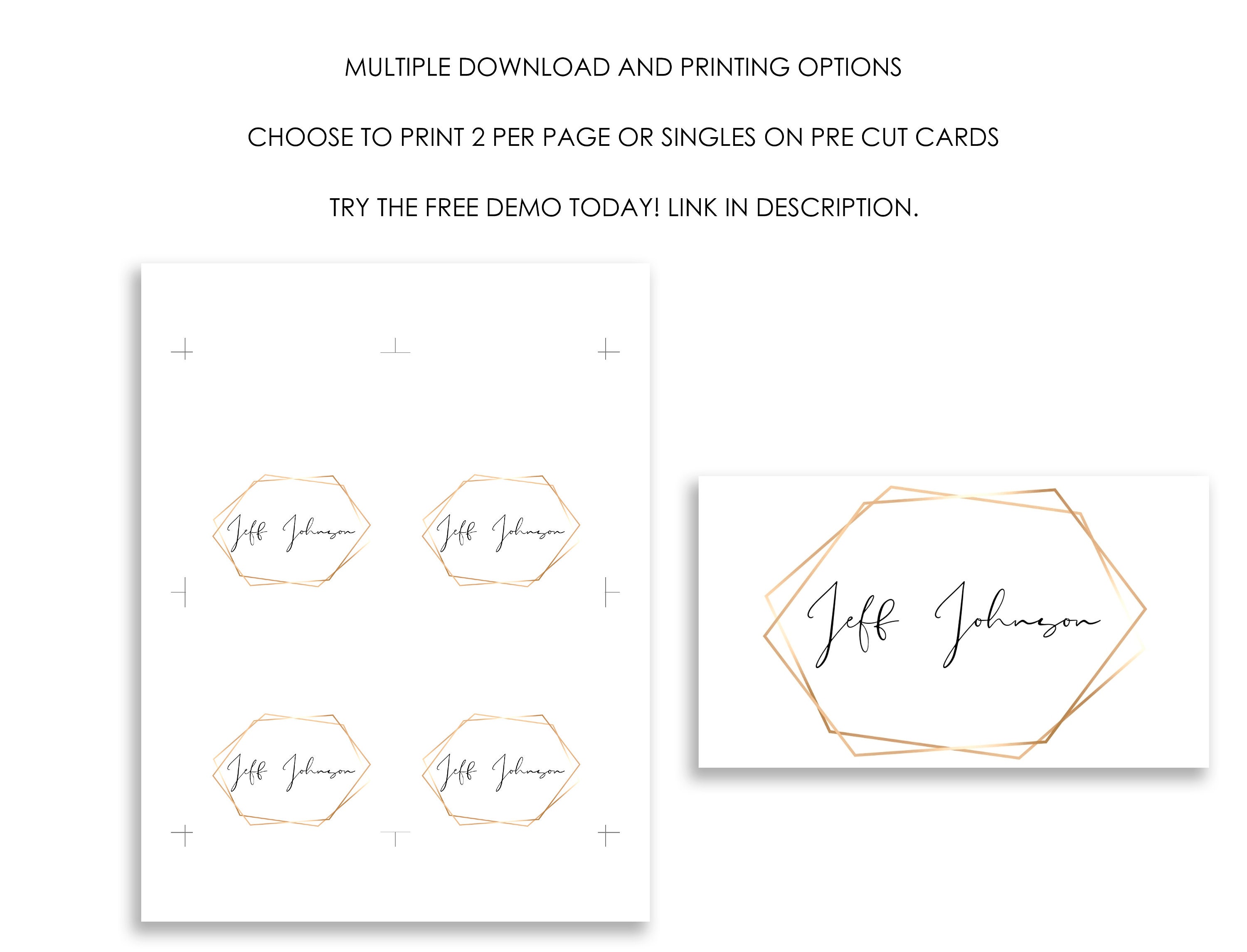 Tented Place Card Template, Gold Wedding Escort Card Template