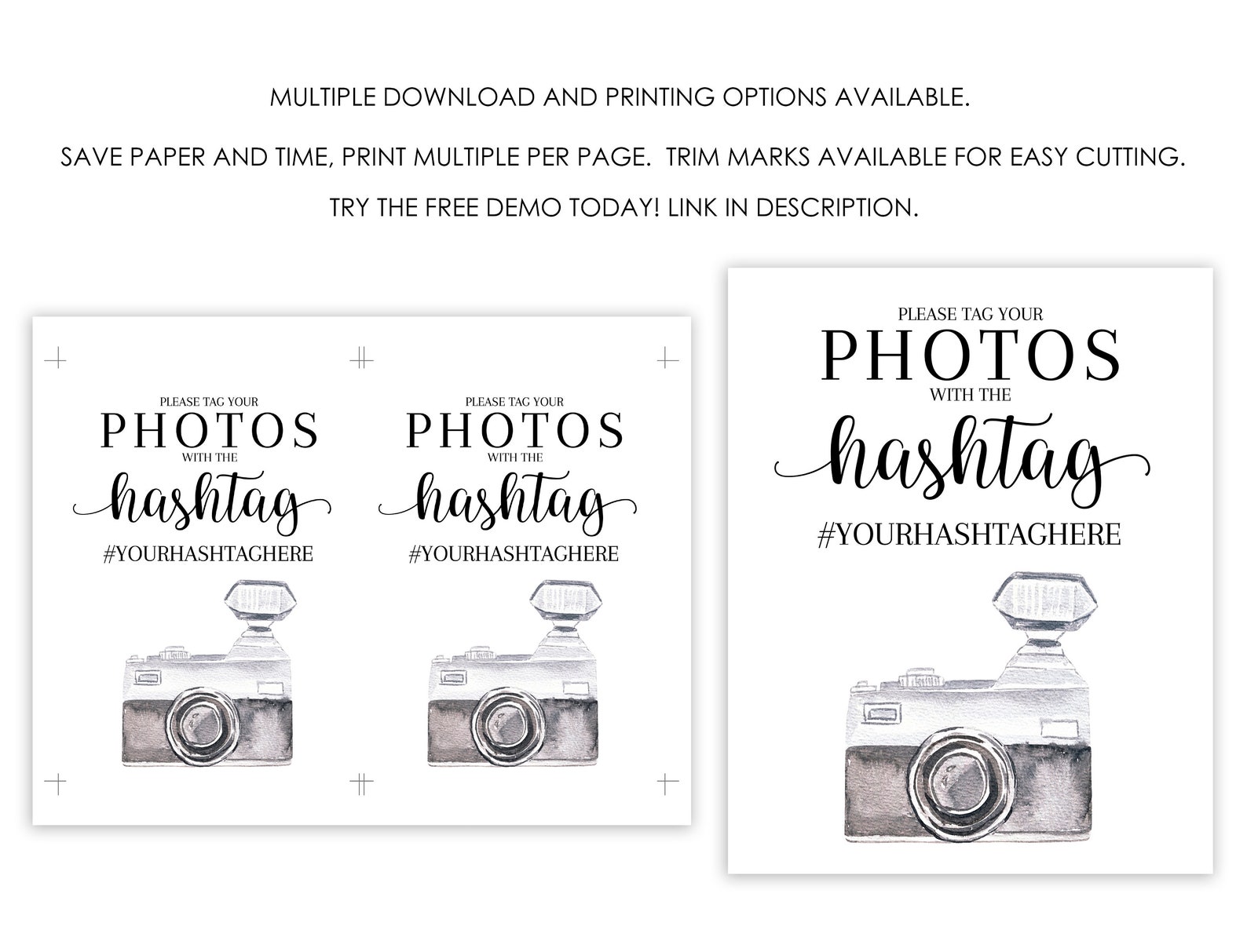 Wedding Hashtag Sign Download Printable Wedding Hashtag Sign - Etsy