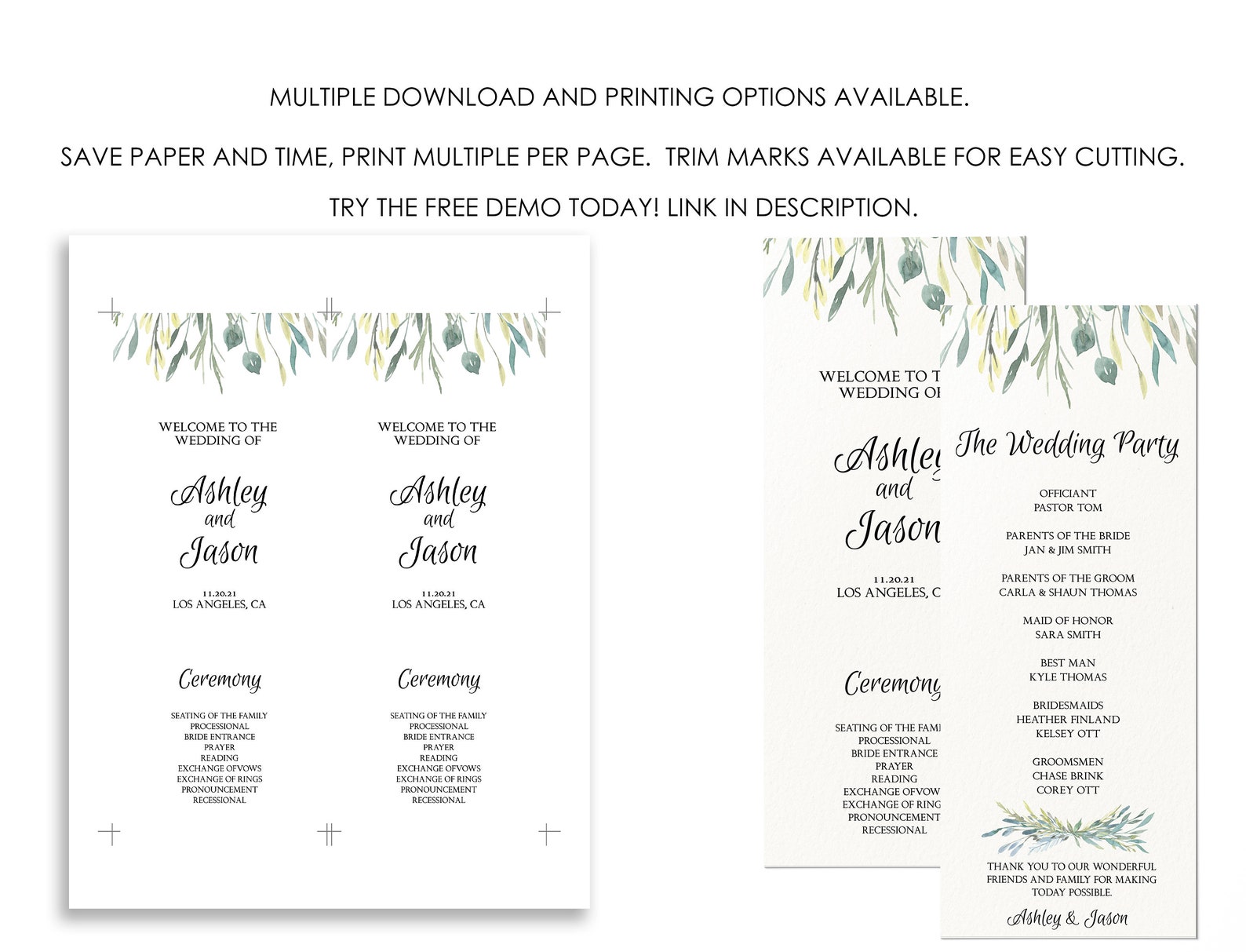 Wedding Multi Page Program Template Wedding Program Template - Etsy